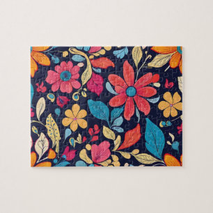 Flowers pattern colourful floral jigsaw puzzle