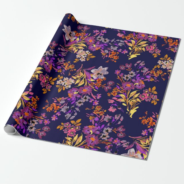 Flowers pattern illustration wrapping paper (Unrolled)
