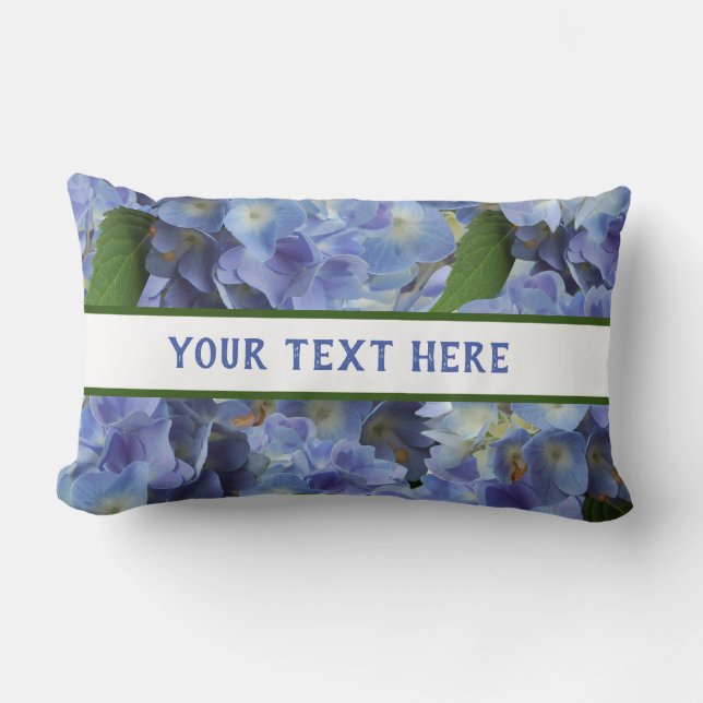 flowers pattern in blue lumbar pillow (Front)