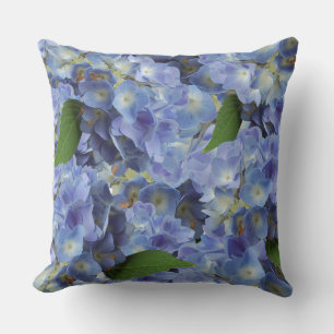 flowers pattern in blue throw pillow