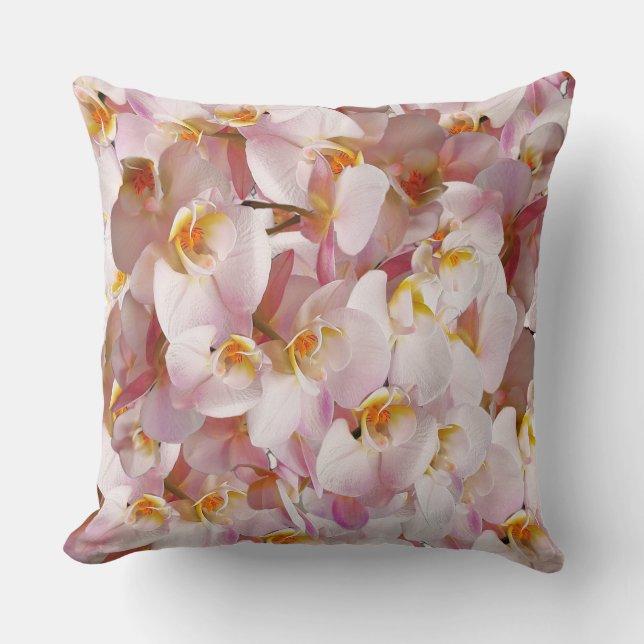 flowers pattern in pink colour throw pillow (Front)