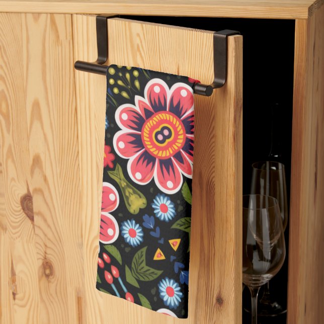Flowers Pattern Kitchen Towel (Thirds Fold)