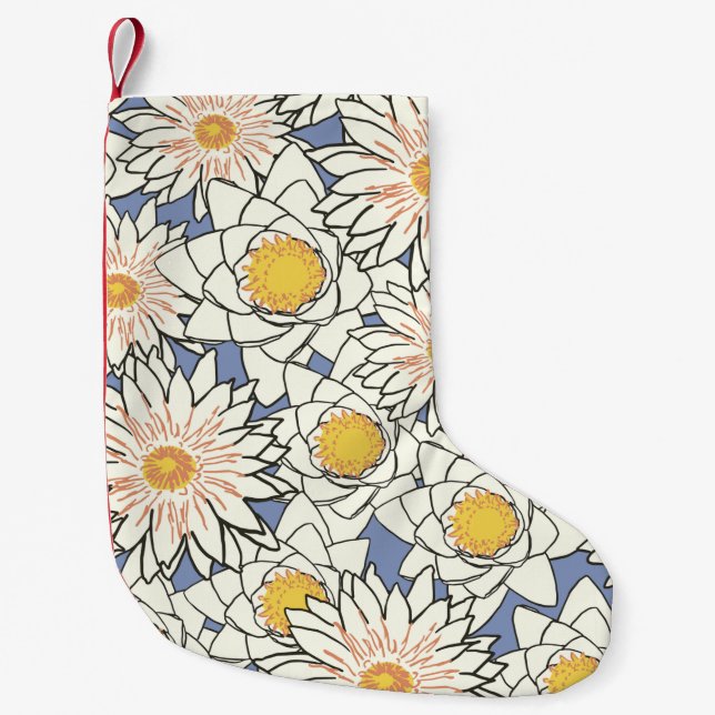 Flowers pattern lotus lily small christmas stocking (Front)