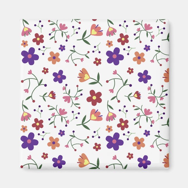 Flowers Pattern Nature Design Flora Plant Magnet (Front)