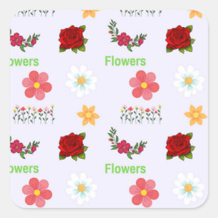 Flowers pattern on grey square sticker
