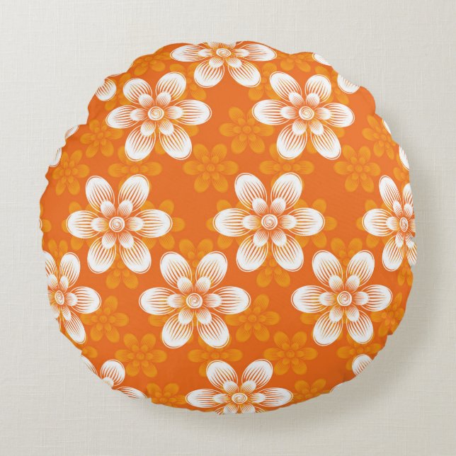 Flowers Pattern Round Pillow (Front)