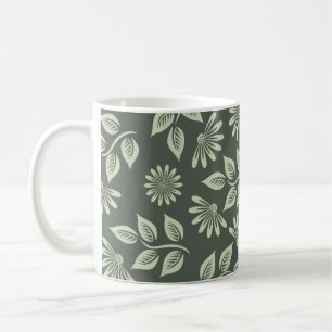 Flowers pattern spring green coffee mug