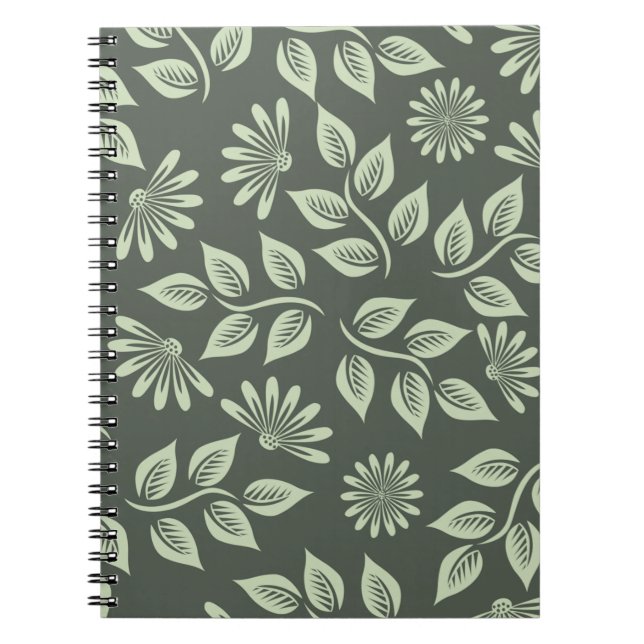 Flowers pattern spring green notebook (Front)