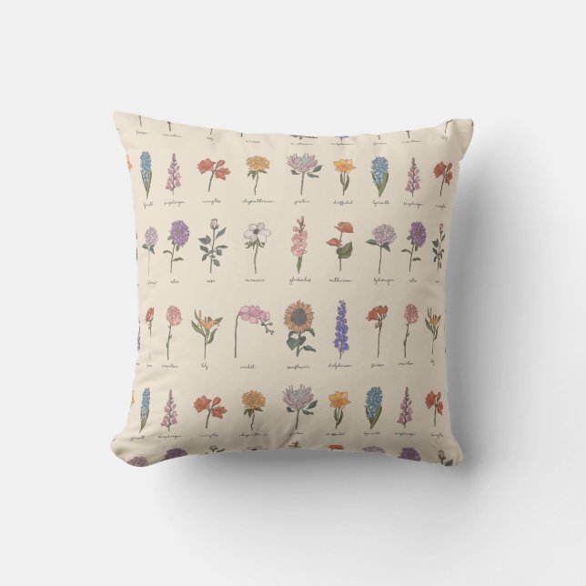 Flowers Pattern Spring Summer  Throw Pillow (Front)