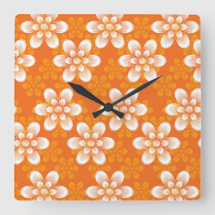 Flowers Pattern Square Wall Clock