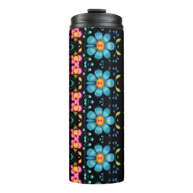 Flowers Pattern Thermal Tumbler (Front)