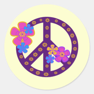 Flowers Peace Symbol T-shirts and Gifts Classic Round Sticker