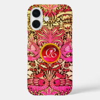 FLOWERS,PEACOCKS AND DRAGONS GEM STONE MONOGRAM