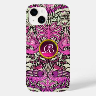 FLOWERS,PEACOCKS AND DRAGONS GEM STONE MONOGRAM Case-Mate iPhone 14 CASE