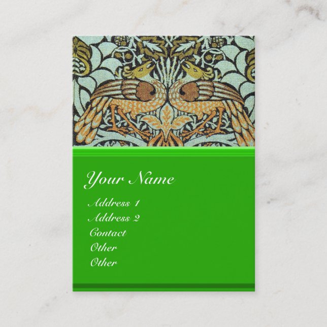 FLOWERS,PEACOCKS AND DRAGONS MONOGRAM BUSINESS CARD (Front)