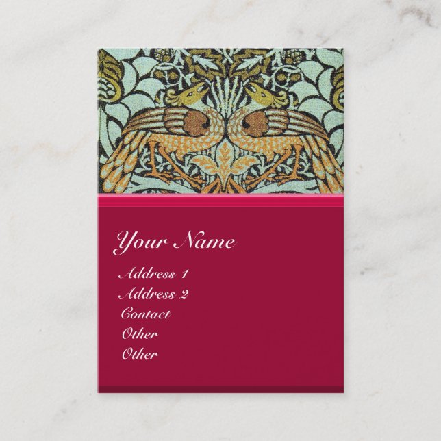 FLOWERS,PEACOCKS AND DRAGONS MONOGRAM BUSINESS CARD (Front)