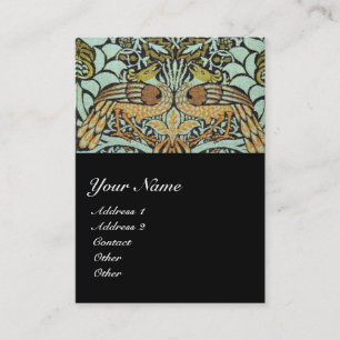 FLOWERS,PEACOCKS AND DRAGONS MONOGRAM BUSINESS CARD
