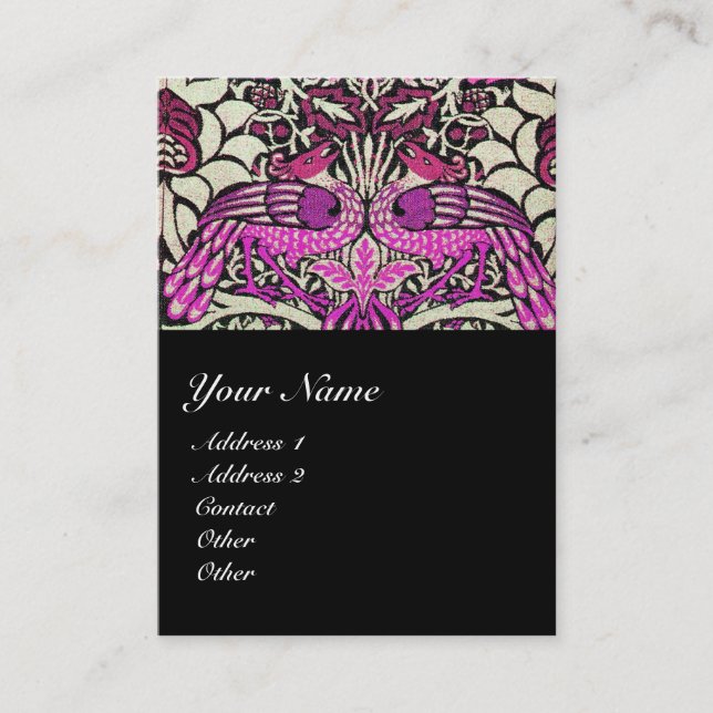FLOWERS,PEACOCKS AND DRAGONS MONOGRAM BUSINESS CARD (Front)