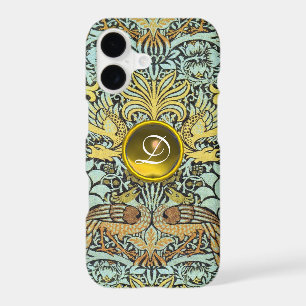 FLOWERS,PEACOCKS AND DRAGONS YELLOW GEM MONOGRAM