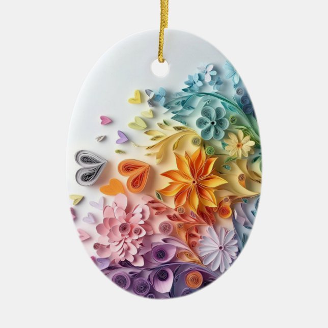 Flowers pendant ceramic ornament (Front)