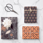 Flowers, pine cones, acorns, stars, berries on wrapping paper sheet<br><div class="desc">Beautiful orange grey wrapping paper with Christmas flowers,  forest touch,  stars,  berries and ornaments. Wish you find your joy in Christmas giving!</div>