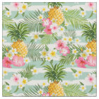 Flowers & Pineapple Teal Stripes