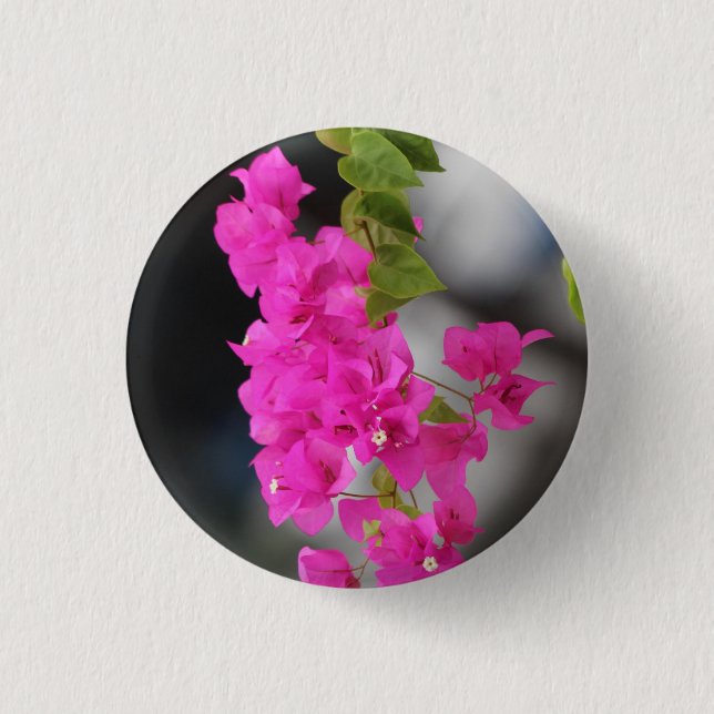 flowers pink 1 inch round button (Front)
