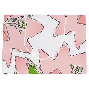 Flowers Pink and Green AKA Sorority Large Gift Bag