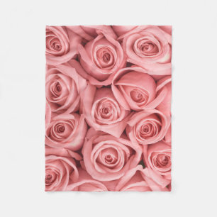 Flowers   Pink Roses Fleece Blanket