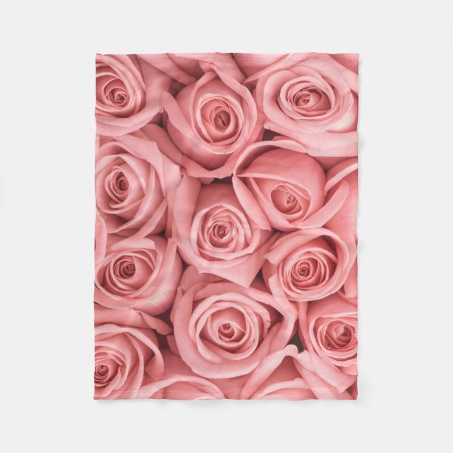 Flowers | Pink Roses Fleece Blanket (Front)