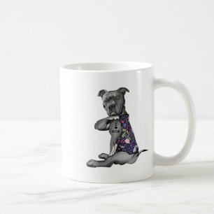 Flowers Pitbull - I Love Mom Hippie Dog Pitbull Ta Coffee Mug