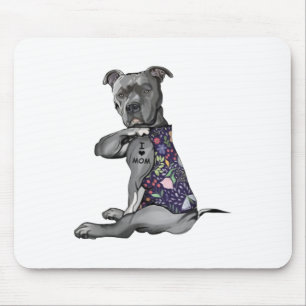 Flowers Pitbull - I Love Mom Hippie Dog Pitbull Ta Mouse Pad