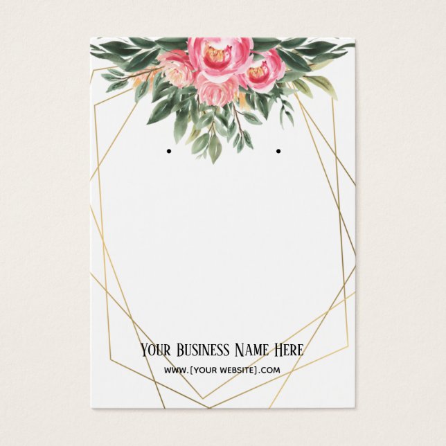 Flowers Polygonal Frames Earring Display Cards (Front)
