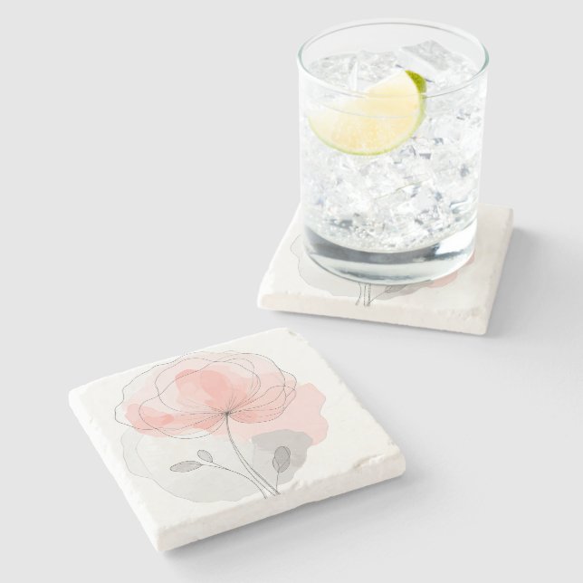 Flowers Power Underlying Marble Stone Coaster (Side)