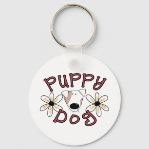 Flowers Puppy Dog Keychain