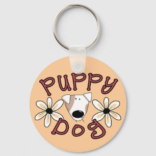 Flowers Puppy Dog T-shirts and Gifts Keychain