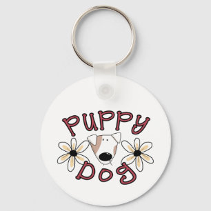 Flowers Puppy Dog T-shirts and Gifts Keychain
