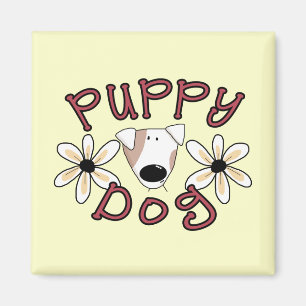 Flowers Puppy Dog T-shirts and Gifts Magnet