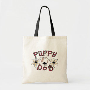 Flowers Puppy Dog Tote Bag
