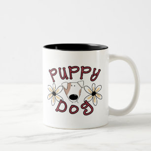 Flowers Puppy Dog Two-Tone Coffee Mug
