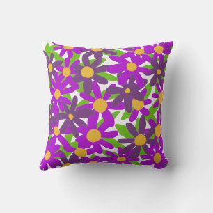 Flowers purple and green throw pillow