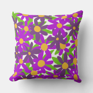 Flowers purple and green throw pillow