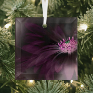 Flowers Purple Daisy Glass Ornament