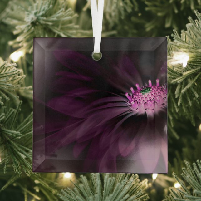 Flowers | Purple Daisy Glass Ornament (Insitu)