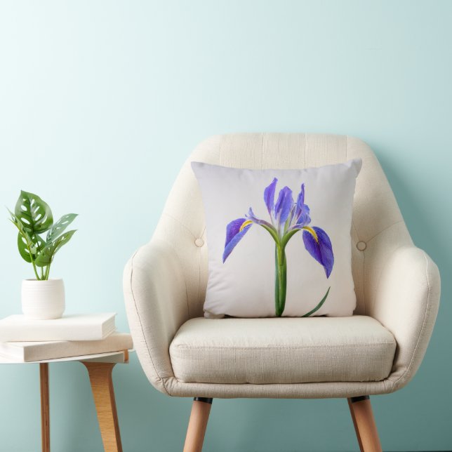 Flowers | Purple Iris Flower Throw Pillow (Chair)