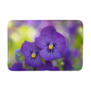 Flowers Purple Pansies Bath Mat