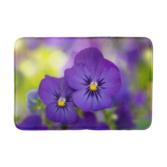 Flowers | Purple Pansies Bath Mat (Front)