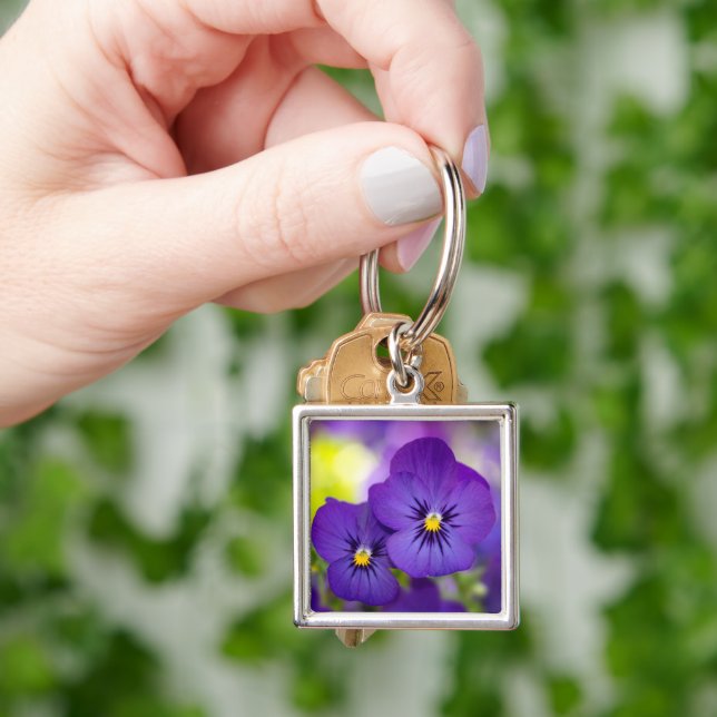 Flowers | Purple Pansies Keychain (Hand)