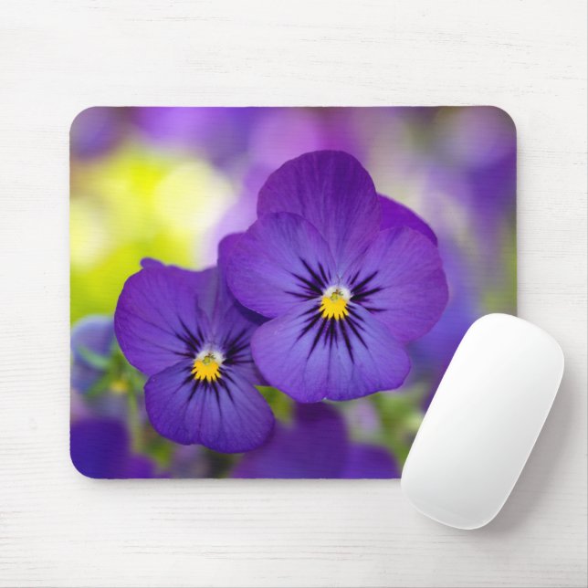 Flowers | Purple Pansies Mouse Pad (With Mouse)