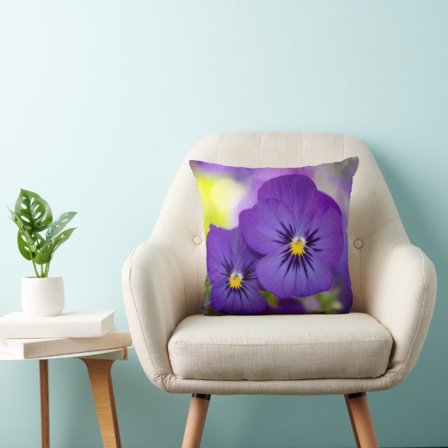 Flowers | Purple Pansies Throw Pillow (Chair)